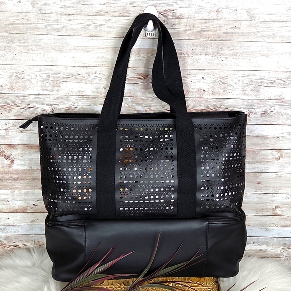 Fashion Tote, Black fashion Beach Tote, insulated bottom section, size Lg - Picture 2 of 7